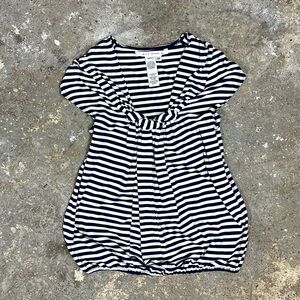 Navy Stripe Twist Design Sailor Slouchy Top